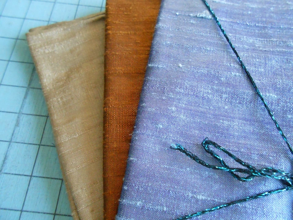 Paquete de 6 cuartos de grasa de tela de tafetán de seda pura FQ Foto 3 de 3