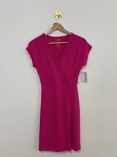 NWT Nine West Pink Faux Wrap Dress Women’s XS Cap Sleeve Stretch Missing Tie