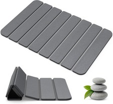 Foldable Stone Bath Mat for Bathroom, Non-Slip Mat, Quick Dry 24" x16" Grey 