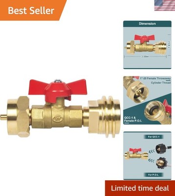 Versatile Solid Brass Propane Adapter with Leak-Proof Valve - 1 lb to 20 lb