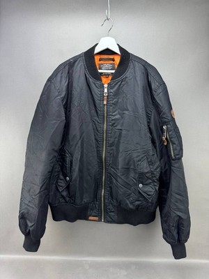 Top Gun MA-1 Bomber Jacket Mens Black Flight Pilot Full Zip Size XL