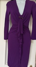 Gucci Tom Ford Era Early 200os vintage purple draped dress XS gold bar