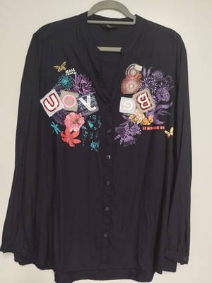 Desigual Damen Bluse Dunkelblau 100% Viskose -  Gr. XXL/44 - Neu!