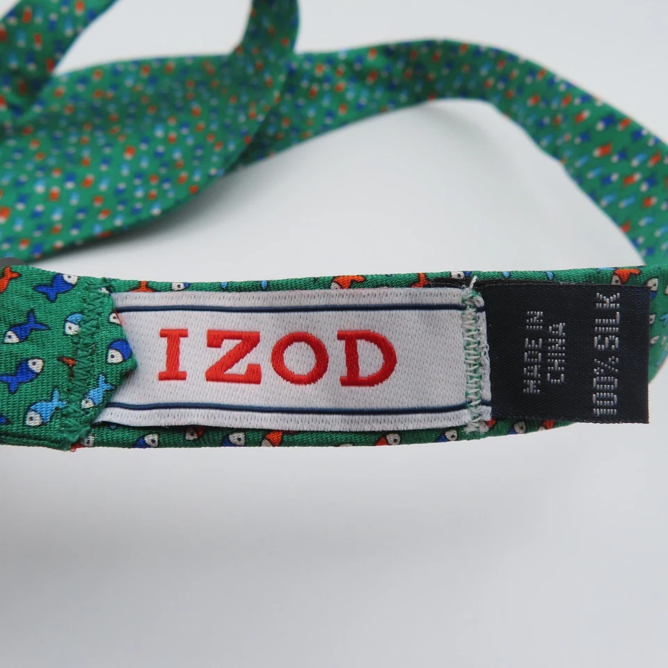 Pajarita de seda Izod verde naranja azul pez lunares 2,5" de ancho Foto 3 de 4