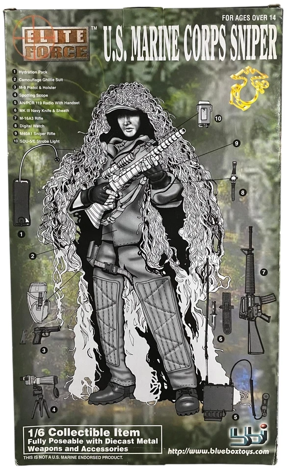 Figura de acción Blue Box Toys Elite Force US Marine Corps francotirador "Serpiente" 1/6 NUEVO Foto 4 de 4