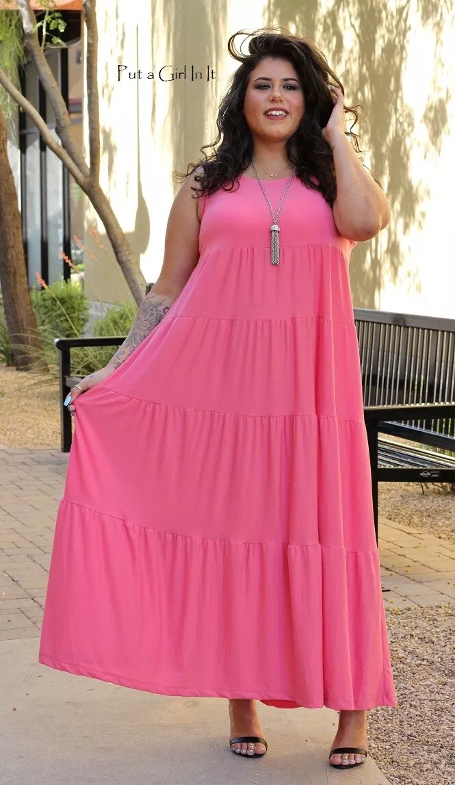 New Womens PLUS SIZE DESERT ROSE PINK JERSEY SLEEVELESS TALL MAXI