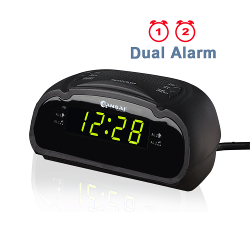 Sansai 240V Green LED AM FM Dual Alarm Clock Radio Snooze Buzzer Function - Picture 1 of 1