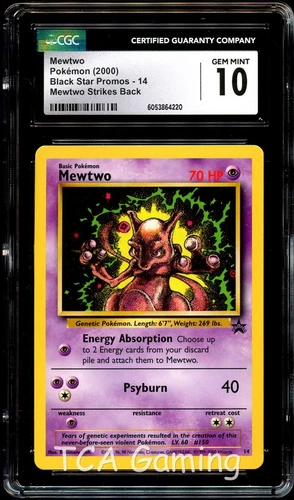 CGC 10 GEM MINT Mewtwo # 14 WOTC Black Star PROMO Pokemon Card 220
