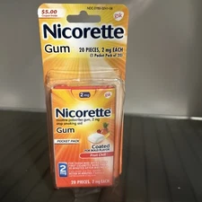 Nicorette Gum Fruit Chill 2MG 20 Pieces Pocket Pack  EXP 02/2026