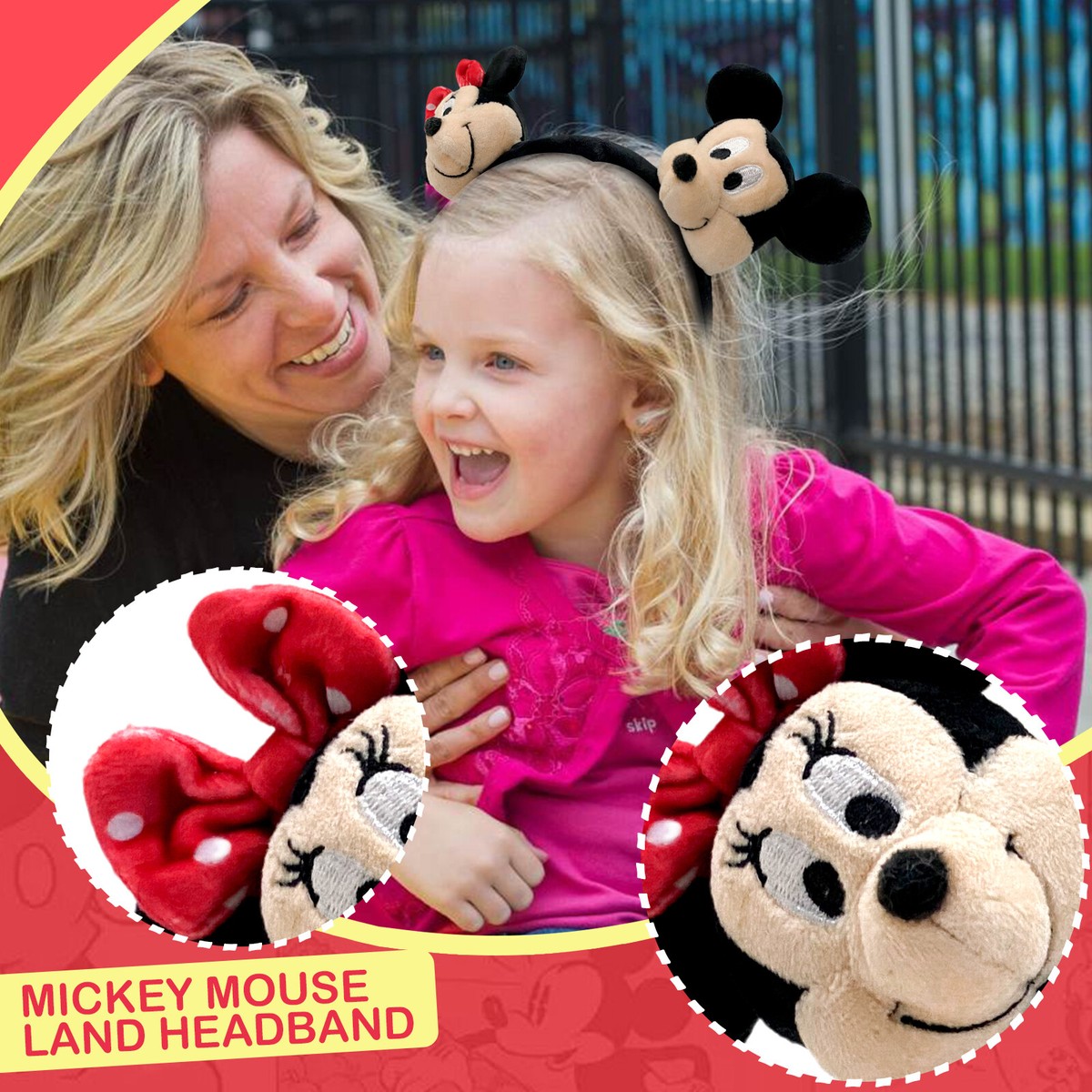 Minnie Mouse Plush Ears on Headband OS Disney Store Minnie Mouse Deluxe Pink Plush Sequin Bow  main image 3