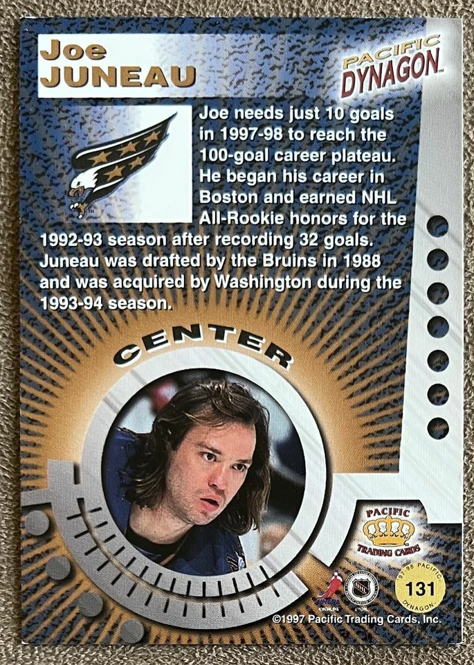 Pacific Dynagon Ice Blue Joe Juneau Washington Capitals #131 1997-98 paralelo Foto 2 de 2