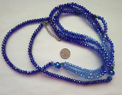 Kirks Folly signierte blau lila AB facettierte lange Multi-Strang Splitter Ton Halskette