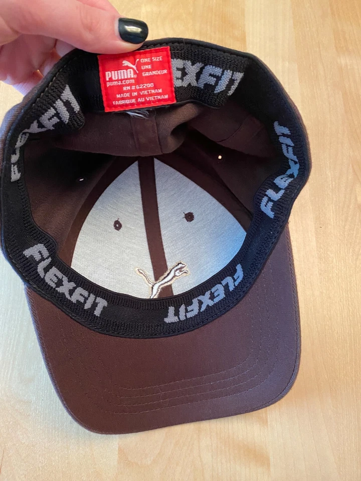 DE COLECCIÓN PUMA BORDADO 3D MARRÓN FLEXFIT GORRA SOMBRERO GORRA O/S Foto 2 de 3