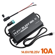 LiTime 14.6V/18.25V 10A Smart Waterproof Charger for 12.8V/16V LiFePO4 Battery