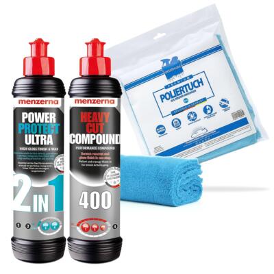 menzerna HEAVY CUT COMPOUND 400 + 2in1 POWER PROTECT ULTRA Poliertuch Mikrofaser