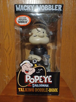 12 Inch Popeye the Sailorman Talking Bobble Bank.  Wacky Wobbler by Funko