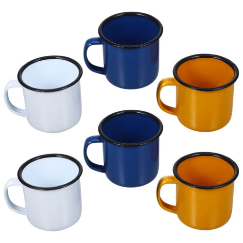 6 Pcs Decortaive Enamel Mug Enamel Water Cup Tin Camping Mugs