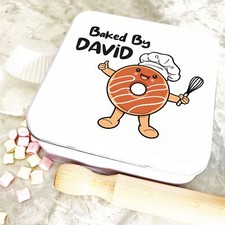 Square Cute Chef Donut Baked By Personalised Treat Tin