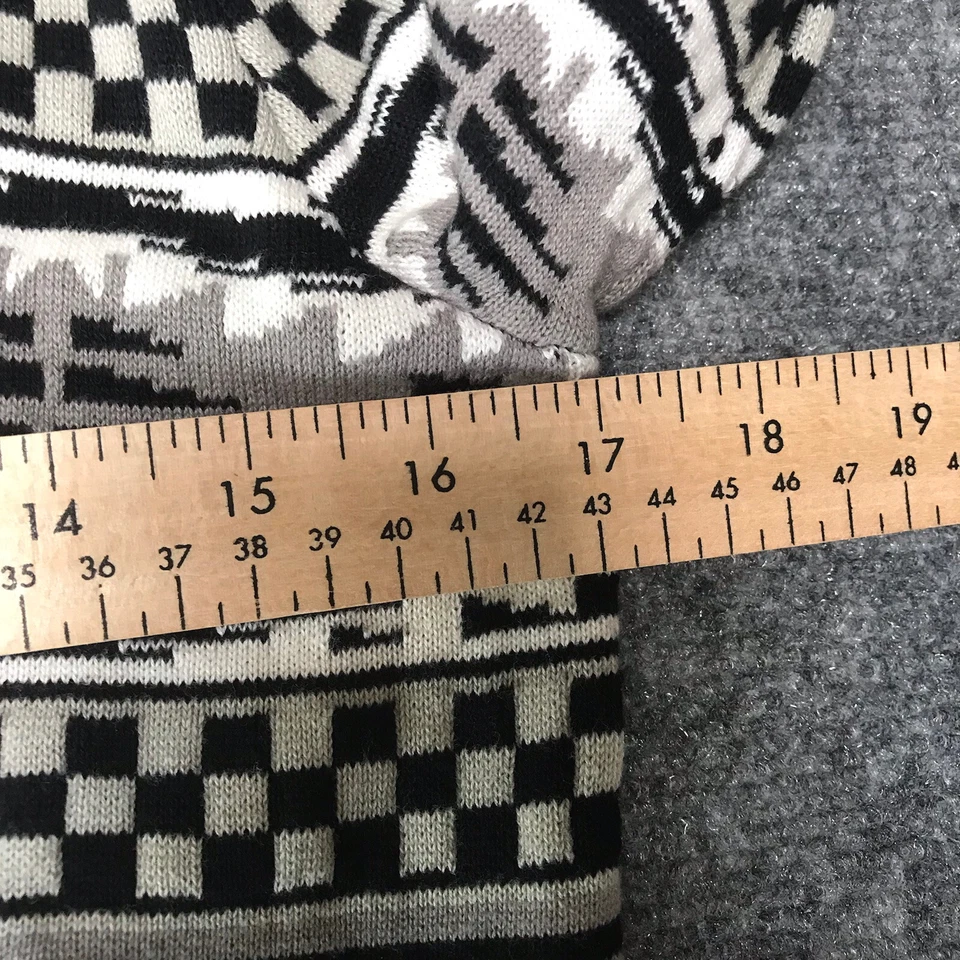 Y2K Mossimo Sweater Women Small Cardigan Checkered Tribal Black Grunge Skater - Image 4 of 4