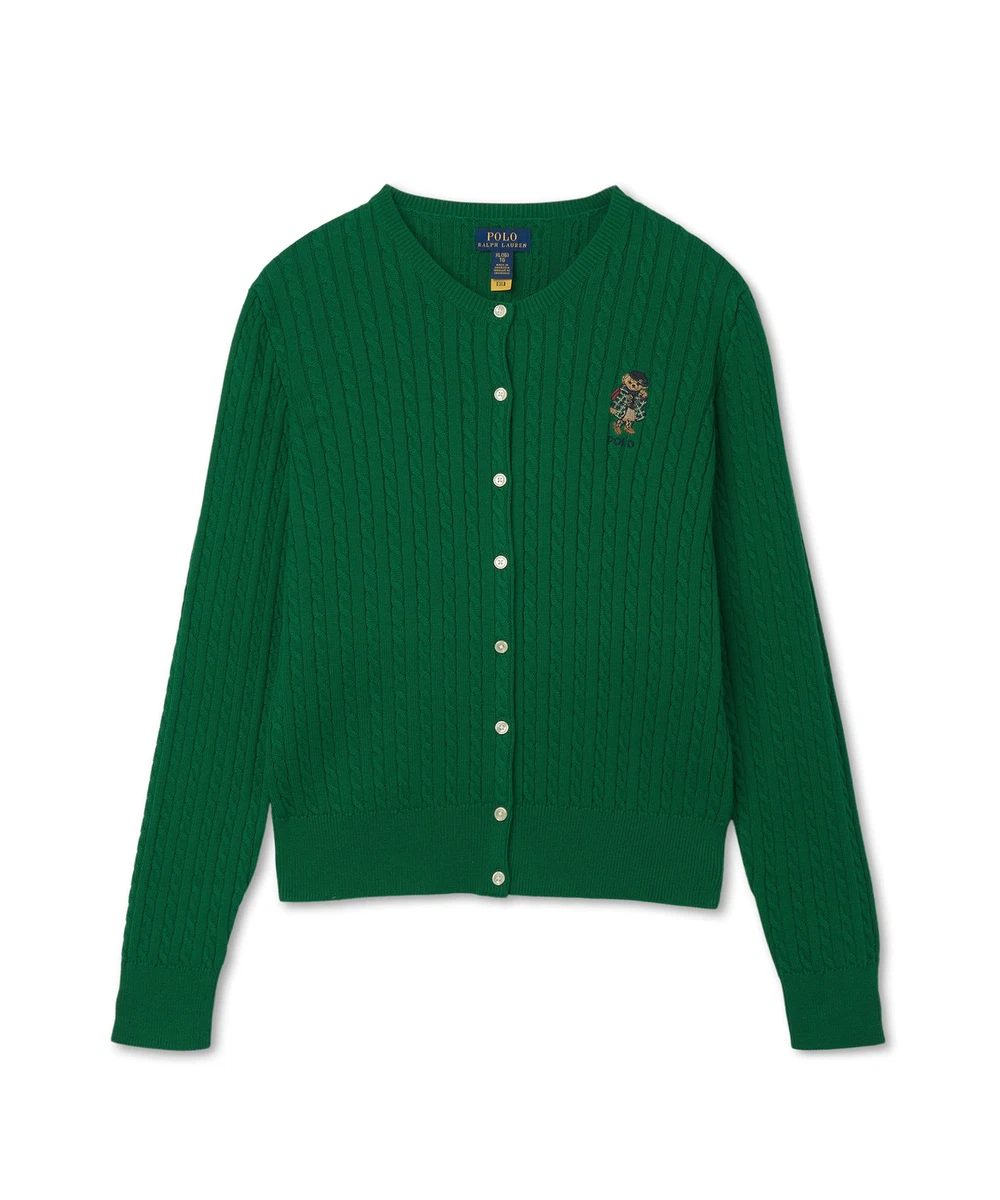 Genuine Polo Ralph Lauren Girls 8 18 Years Polo Bear Mini Cotton Cable Cardigan