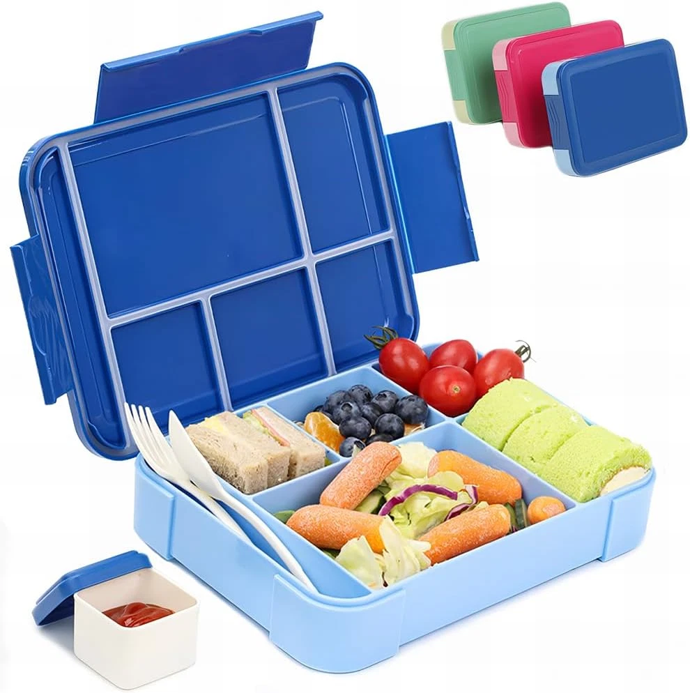 Bento Box Adult,45Oz Leak-Proof Bento Lunch Box with 6 Compartments Cutlery,Lunc