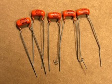 5 NOS Vintage Sprague Orange Drop .001 uf 400v Capacitors Treble Bleed Caps