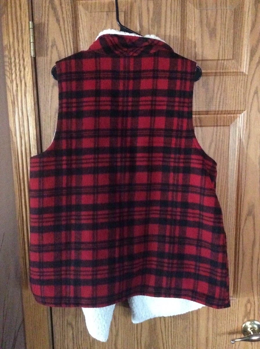 Maurices Plus Size Plaid Sherpa Vest EUC