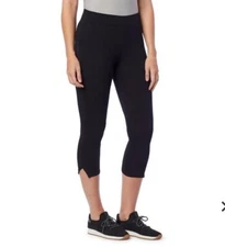 NEW Utopia By Hue Capris with Ankle Slits & Wide Waistband, Black - Size Medium