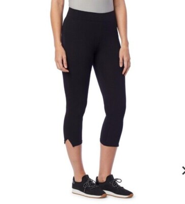 NEW Utopia By Hue Capris with Ankle Slits Wide Waistband, Black