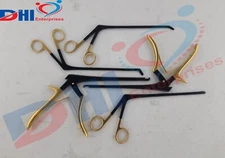 Kerrison Rongeurs 3,4mm & Crocodile Forceps set of 5Pcs Gold Coted Orthopedic DH