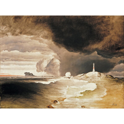 Peder Balke Leuchtturm an der norwegischen Küste großer Leinwand Kunstdruck