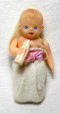 Vtg. 1950 Celluloid Dollhouse Girl Baby Doll w/ Bottle  Blanket Moving Arms  A