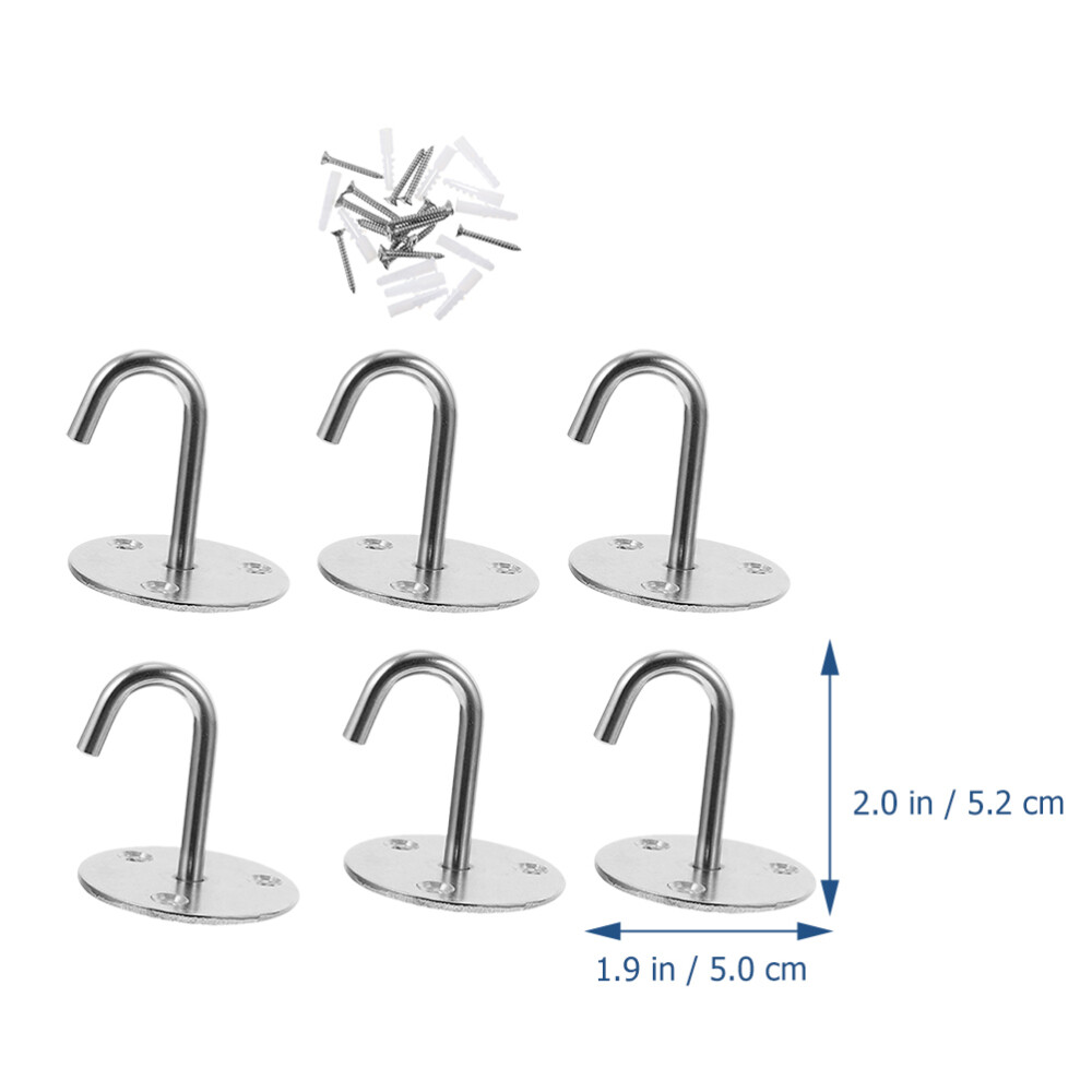 6 Pcs Stainless Steel Ceiling Hook Wall Mount Hooks for Hanging Plants
