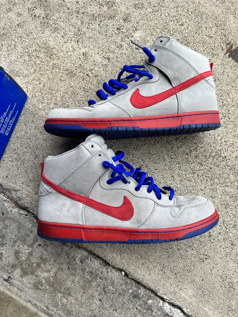 Nike Dunk High Pro SB Sz 13 Medium Grey Varsity Red Old Blue 305050-063 2010