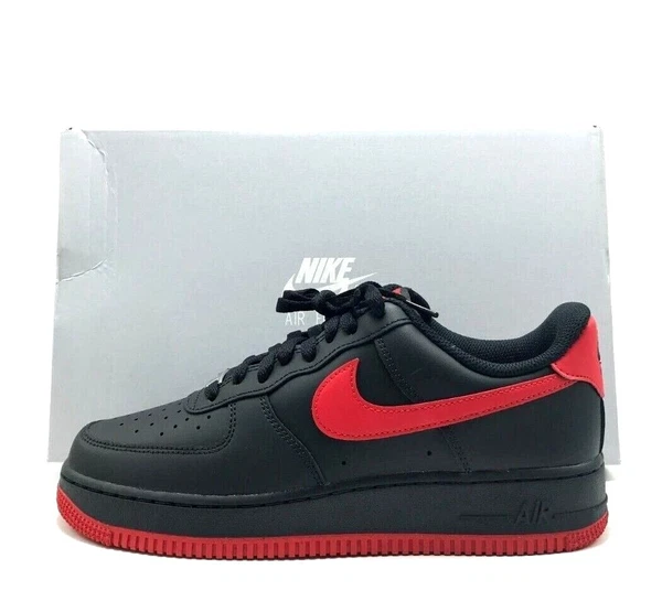 *NEW* MEN Nike Air Force 1 '07 Low Vamps Black / Gym Red (FJ4146 002) 👍