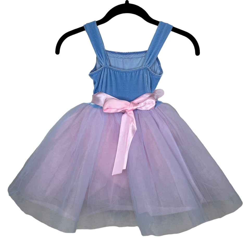 Revolution Costume Dress Girls Small Blue Pink Sequin Floral Satin