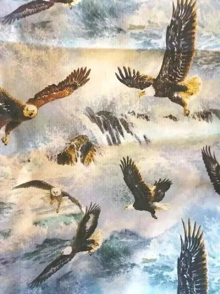 Eagle Bird of Prey Fun Fabric Animal Print Craft Piece 21x23 Inch USA Seller
