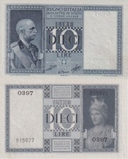 Italy 10 Lire 1939 P 25 c UNC
