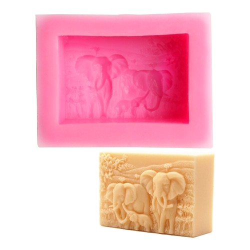 Elephant Family Soap Mold Handmade Silicone Mould Bar Art Craft Molds - Picture 7 of 8