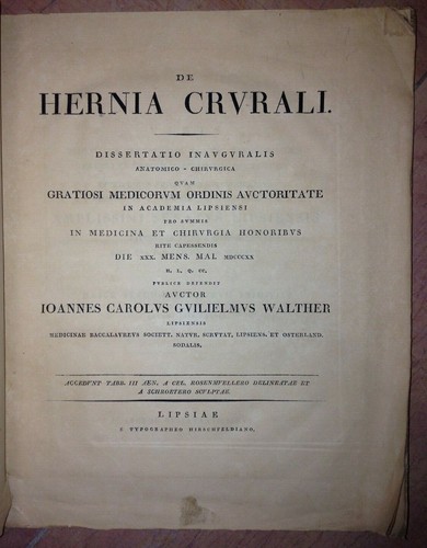 MEDECINE 1820 DE HERNIA CRURALI de I. CAR. GUIL. WALTHER ILLUSTRE ED. ORIGINALE - Picture 2 of 4