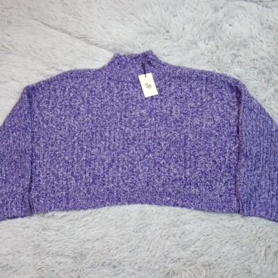 Sincerely Jules Sweater Womens M Purple Cropped Oversized Comfort Soft Cozy New