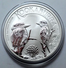 2023-P PERTH MINT AUSTRALIA 1 OZ .9999 SILVER KOOKABURRA IN CAPSULE GEM BU $1.00