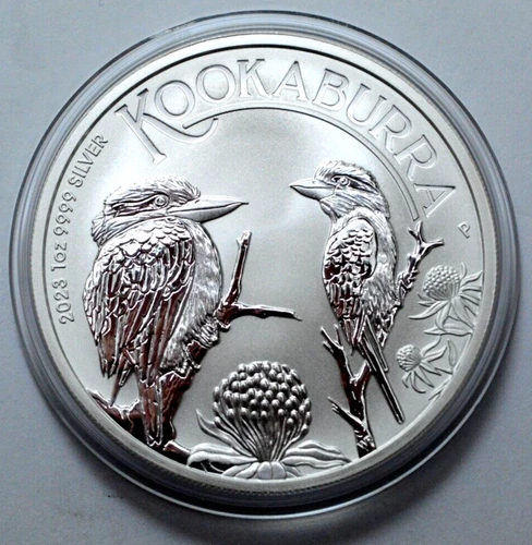 2023-P PERTH MINT AUSTRALIA 1 OZ .9999 SILVER KOOKABURRA IN CAPSULE GEM BU $1.00