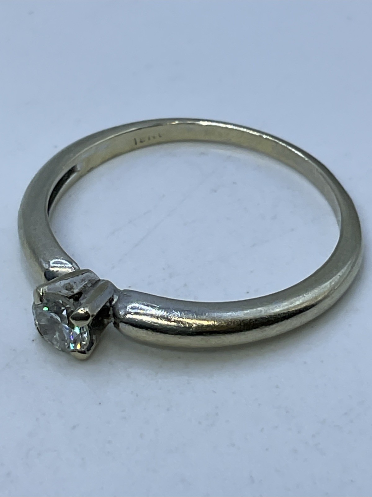 Engagement Ring Solid 18K Two Tone Gold Solitaire… - image 5