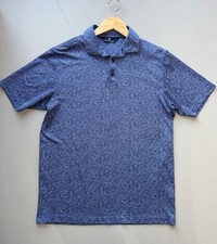 Hart Schaffner Marx Men  s Blue Textured Polo Shirt Size Medium Short Sleeve