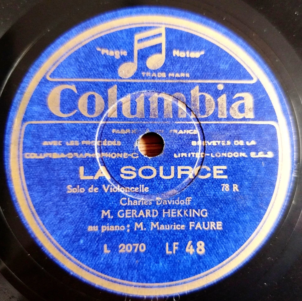 10" 78 RPM GERARD HEKKING (Cello) Maurice FAURE (Piano) French COLUMBIA LF 48 - Photo 4/4