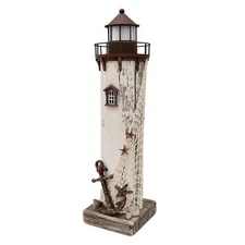 Rustic Wood Lighthouse Decor with Light, Tabletop Nautical Decor, Wooden Ligh...