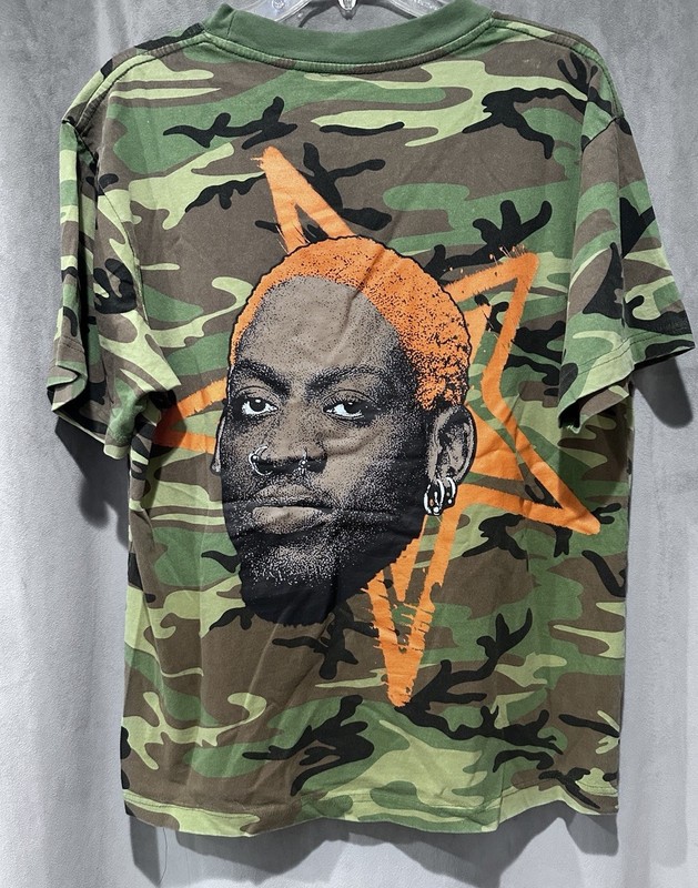 Dennis Rodman T-Shirt Mens Small  Camo Heavyweight Cotton Crop Streetwear 