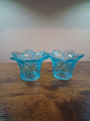 Vintage Aqua Blue Leaf Design Tealight  Candle Holder