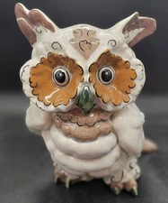 Kay Finch California Pottery Owl Figure Brown Grey Bird  10.5"